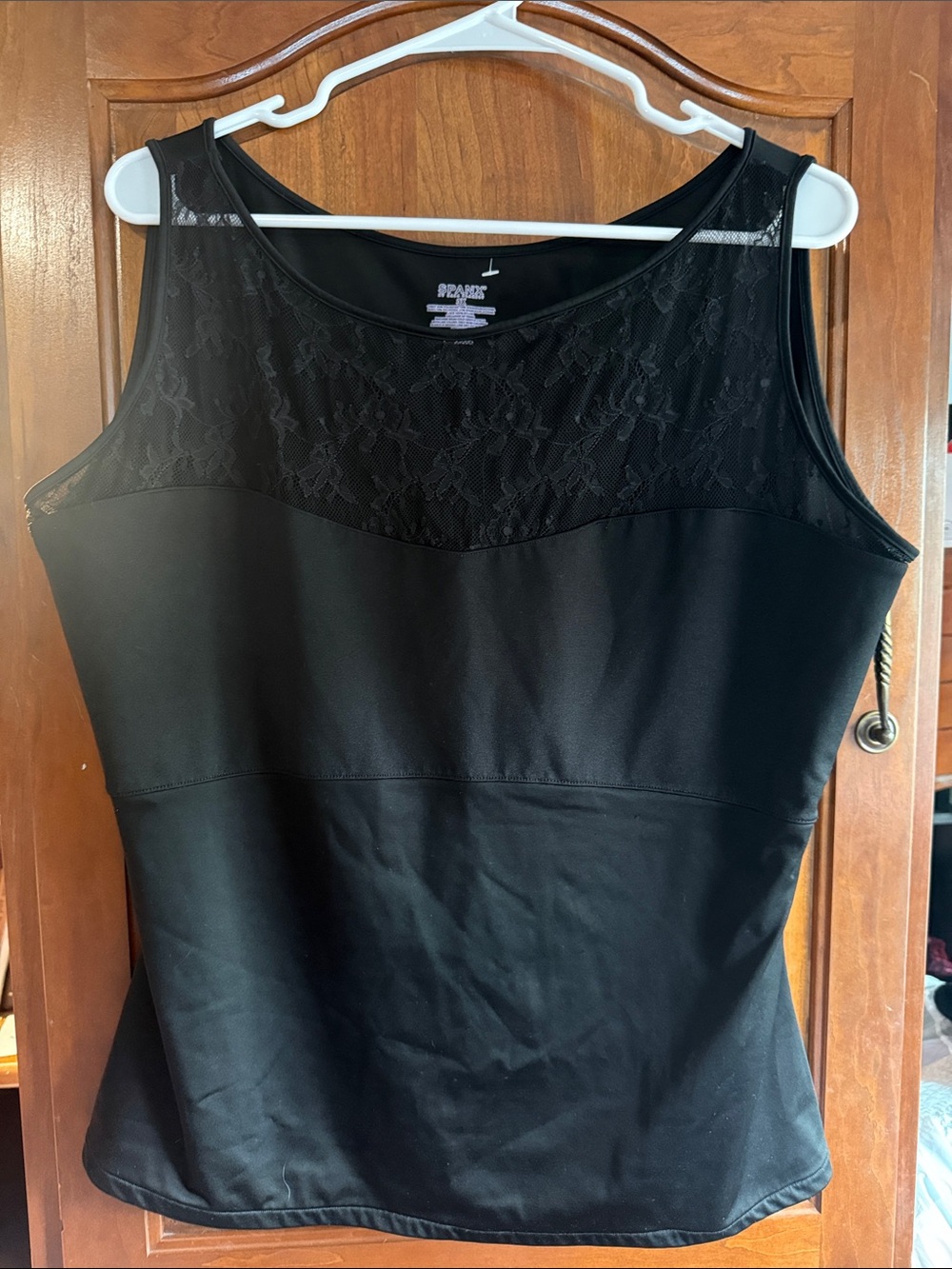 SPANX Black Lace Yoke Tank - Sleek Shapewear Top